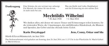Anzeige von Mechtildis Wilhelmi von  Wochenende 