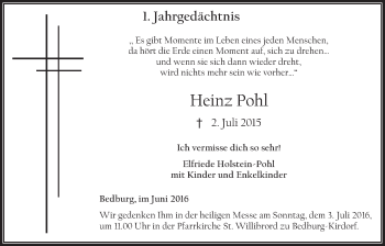Anzeige von Heinz Pohl von  Werbepost 