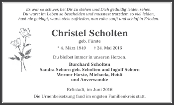 Anzeige von Christel Scholten von  Werbepost 