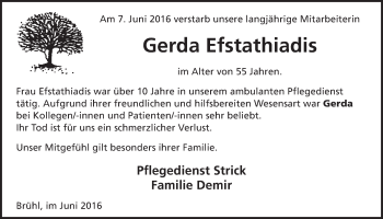 Anzeige von Gerda Efstathiadis von  Schlossbote/Werbekurier 