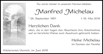 Anzeige von Manfred Michelau von Kölner Stadt-Anzeiger / Kölnische Rundschau / Express