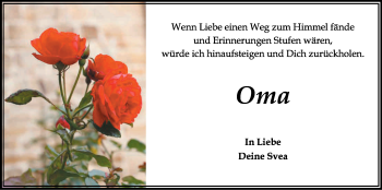 Anzeige von Luise Sieben von Kölner Stadt-Anzeiger / Kölnische Rundschau / Express