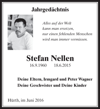 Anzeige von Stefan Nellen von  Wochenende 