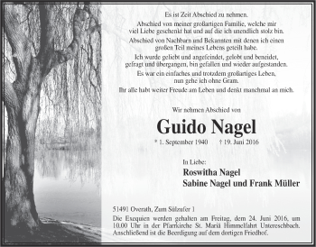 Anzeige von Guido Nagel von  Bergisches Handelsblatt 