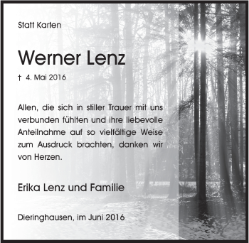 Anzeige von Werner Lenz von  Anzeigen Echo 
