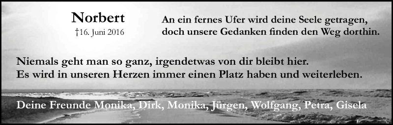  Traueranzeige für Norbert  vom 25.06.2016 aus Kölner Stadt-Anzeiger / Kölnische Rundschau / Express