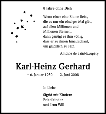 Anzeige von Karl-Heinz Gerhard von Kölner Stadt-Anzeiger / Kölnische Rundschau / Express