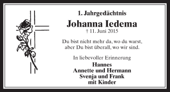 Anzeige von Johanna Iedema von  Werbepost 