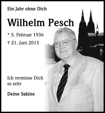Anzeige von Wilhelm Pesch von Kölner Stadt-Anzeiger / Kölnische Rundschau / Express
