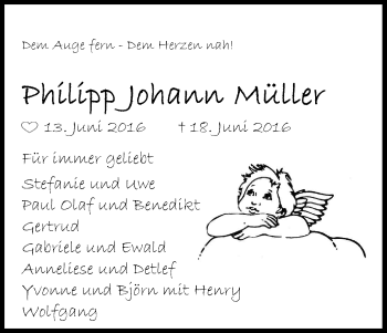 Anzeige von Philipp Johann Müller von Kölner Stadt-Anzeiger / Kölnische Rundschau / Express