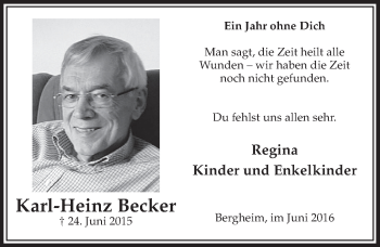 Anzeige von Karl-Heinz Becker von  Sonntags-Post 