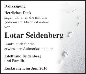 Anzeige von Lotar Seidenberg von  Blickpunkt Euskirchen 