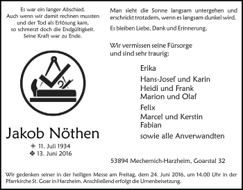 Anzeige von Jakob Nöthen von  Blickpunkt Euskirchen 