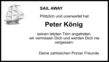Anzeige von Peter König von  Kölner Wochenspiegel 