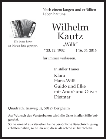 Anzeige von Wilhelm Kautz von  Werbepost 