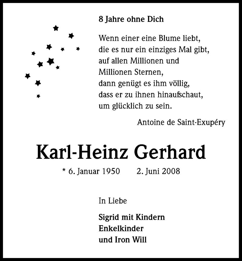  Traueranzeige für Karl-Heinz Gerhard vom 02.06.2016 aus Kölner Stadt-Anzeiger / Kölnische Rundschau / Express