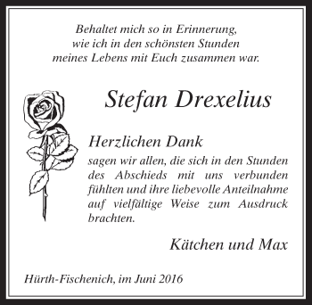 Anzeige von Stefan Drexelius von  Wochenende 