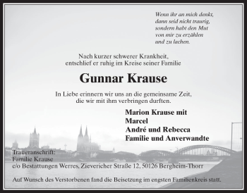 Anzeige von Gunnar Krause von  Werbepost 