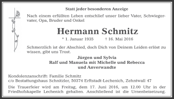 Anzeige von Hermann Schmitz von  Werbepost 