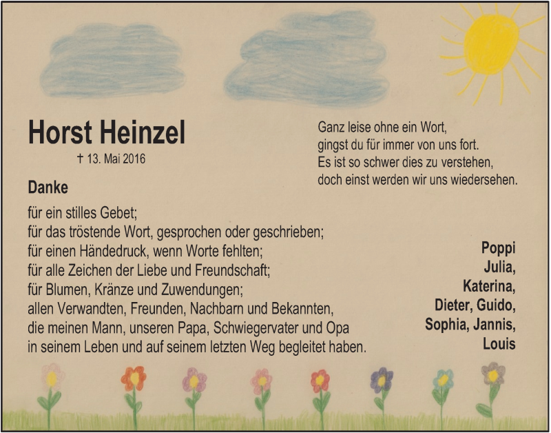  Traueranzeige für Horst Heinzel vom 29.06.2016 aus  Anzeigen Echo 