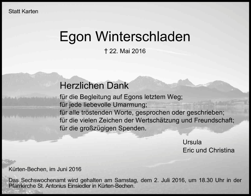  Traueranzeige für Egon Winterschladen vom 25.06.2016 aus Kölner Stadt-Anzeiger / Kölnische Rundschau / Express