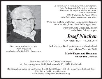 Anzeige von Josef Nücken von  Blickpunkt Euskirchen 