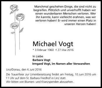 Anzeige von Michael Vogt von Kölner Stadt-Anzeiger / Kölnische Rundschau / Express