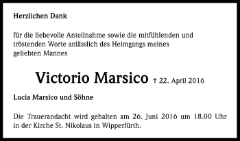 Anzeige von Lucia Marsico von Kölner Stadt-Anzeiger / Kölnische Rundschau / Express