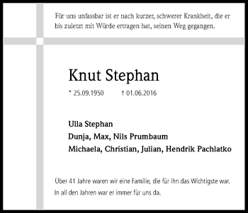 Anzeige von Knut Stephan von Kölner Stadt-Anzeiger / Kölnische Rundschau / Express