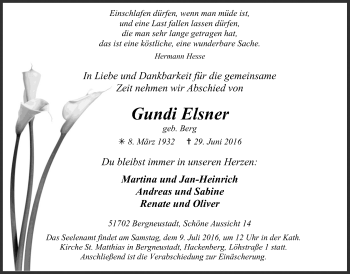 Anzeige von Gundi Elsner von  Anzeigen Echo 