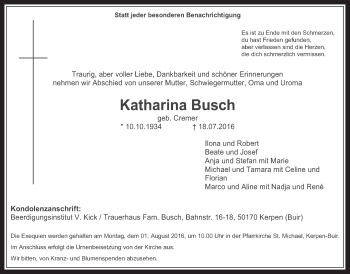 Anzeige von Katharina Busch von  Werbepost 