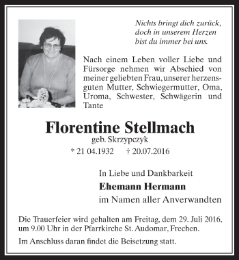 Anzeige von Florentine Stellmach von  Wochenende 