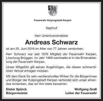 Anzeige von Andreas Schwarz von  Werbepost 
