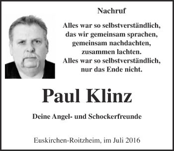 Anzeige von Paul Klinz von  Blickpunkt Euskirchen 