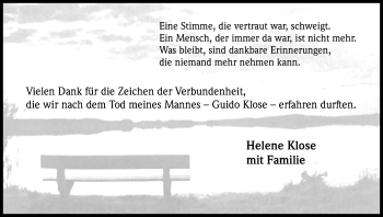 Anzeige von Guido Klose von Kölner Stadt-Anzeiger / Kölnische Rundschau / Express