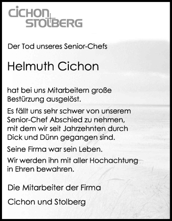 Anzeige von Helmuth Cichon von Kölner Stadt-Anzeiger / Kölnische Rundschau / Express