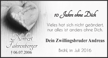 Anzeige von Norbert Fahrenberger von  Schlossbote/Werbekurier 