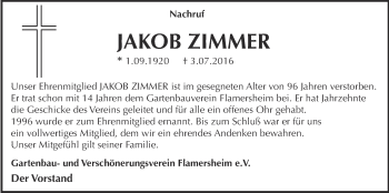 Anzeige von Jakob Zimmer von  Blickpunkt Euskirchen 
