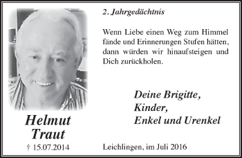 Anzeige von Helmut Traut von  Leverkusener Wochenende 
