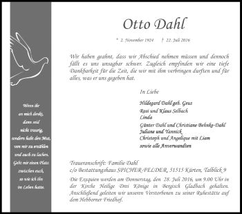 Anzeige von Otto Dahl von Kölner Stadt-Anzeiger / Kölnische Rundschau / Express