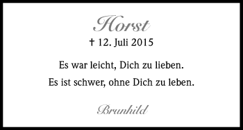 Anzeige von Horst Bahling von Kölner Stadt-Anzeiger / Kölnische Rundschau / Express