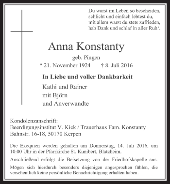 Anzeige von Anna Konstanty von  Werbepost 