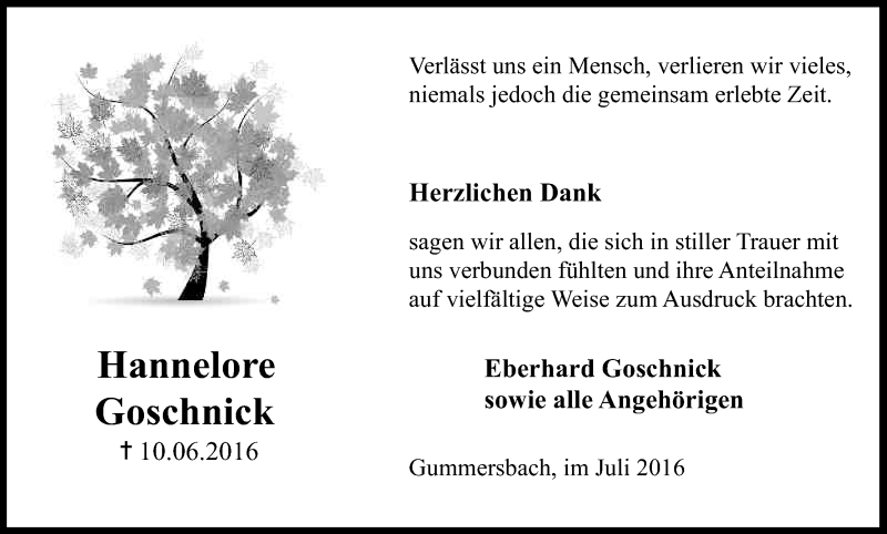  Traueranzeige für Eberhard Goschnick vom 16.07.2016 aus Kölner Stadt-Anzeiger / Kölnische Rundschau / Express