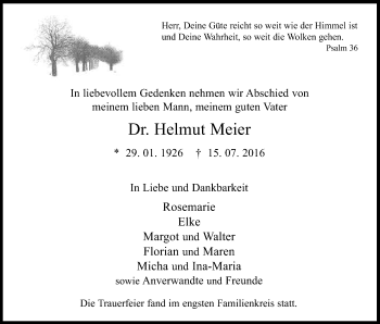 Anzeige von Helmut Meier von Kölner Stadt-Anzeiger / Kölnische Rundschau / Express