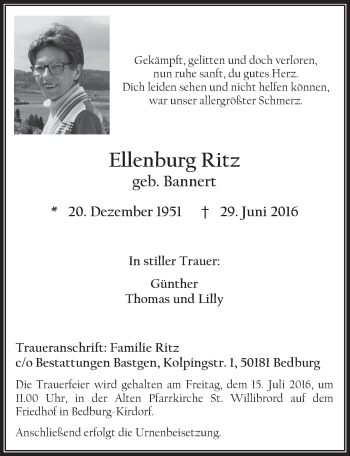 Anzeige von Ellenburg Ritz von  Werbepost 