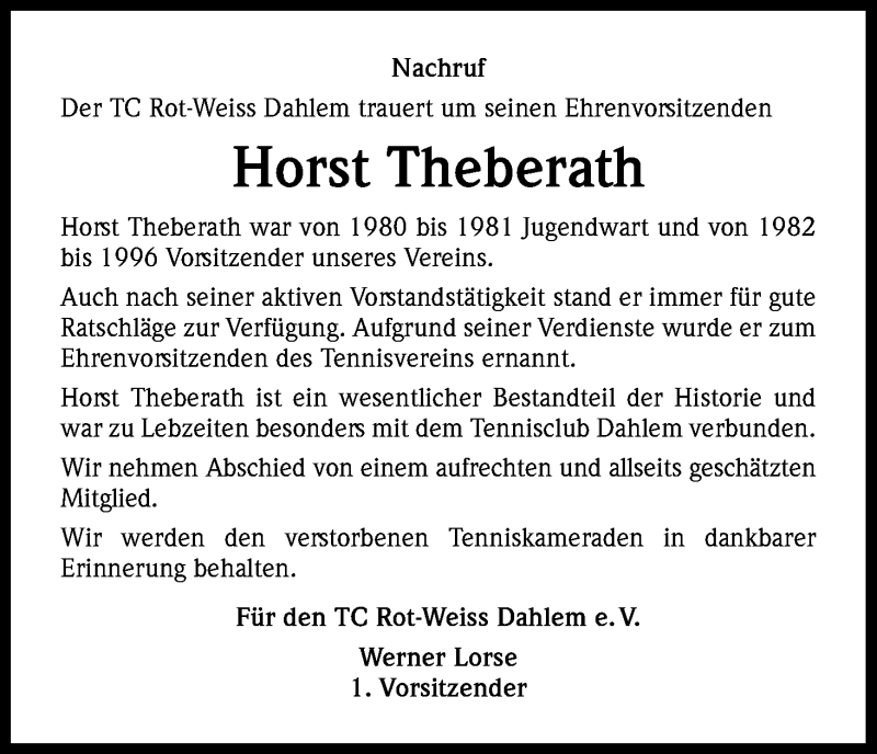  Traueranzeige für Horst Theberath vom 27.07.2016 aus Kölner Stadt-Anzeiger / Kölnische Rundschau / Express