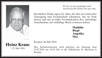 Anzeige von Heinz Kraus von  Werbepost 