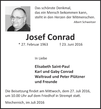 Anzeige von Josef Conrad von  Blickpunkt Euskirchen 