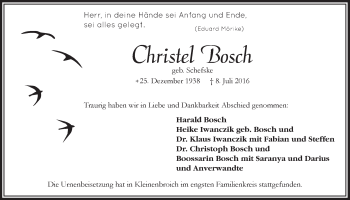 Anzeige von Christel Bosch von  Anzeigen Echo 