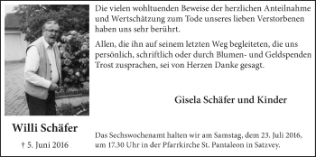 Anzeige von Willi Schäfer von  Blickpunkt Euskirchen 